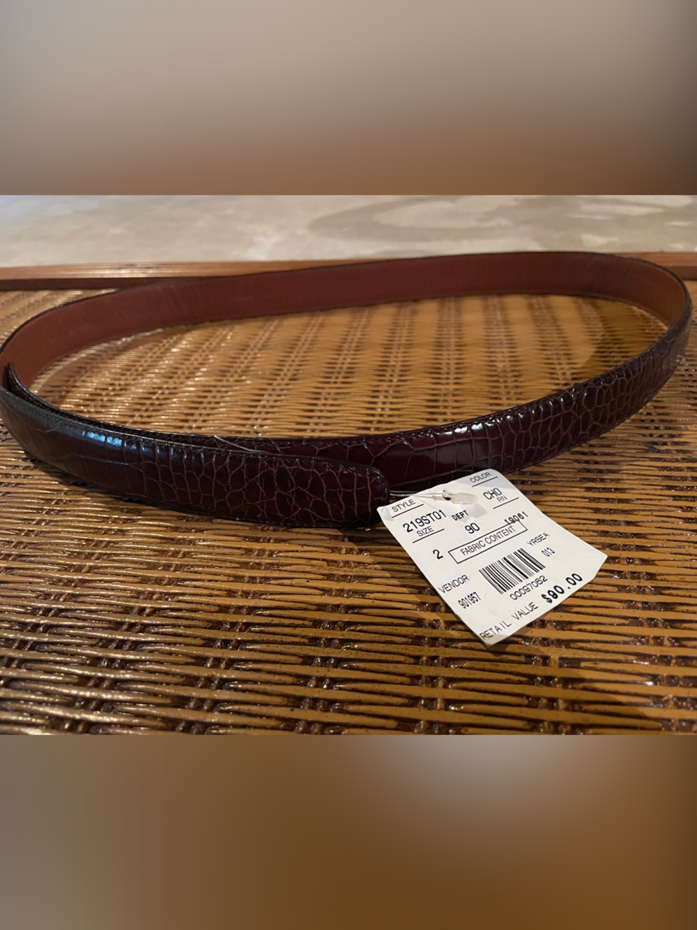 Tanner Croc-Embossed Leather Belt in Dark Brown